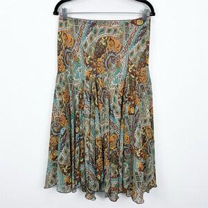 Newsworthy Skirt Womens Medium Green‎ Brown Paisley Y2K Peasant Fairy Whimsical